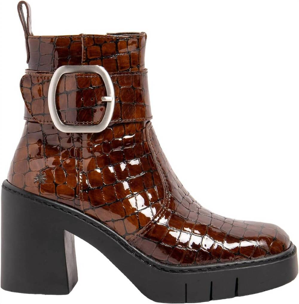 NEW THE ART COMPANY women's 1979 heeled boot in tan patent croc